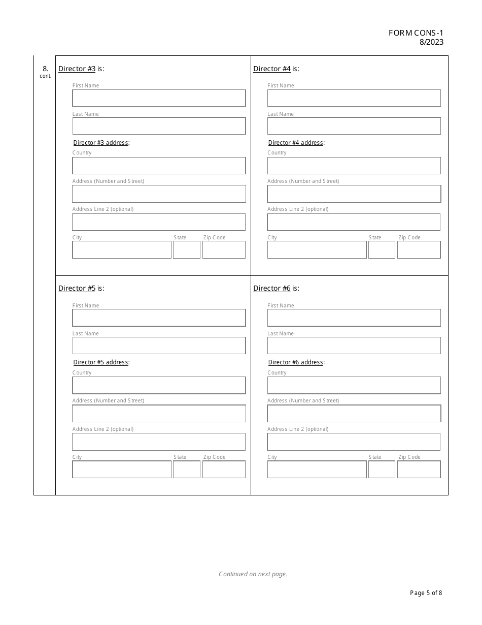 Form CONS-1 Articles of Incorporation for a Consumer Cooperative - Hawaii, Page 5