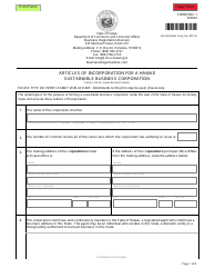 Form SBC-1 Articles of Incorporation for a Hawaii Sustainable Business Corporation - Hawaii
