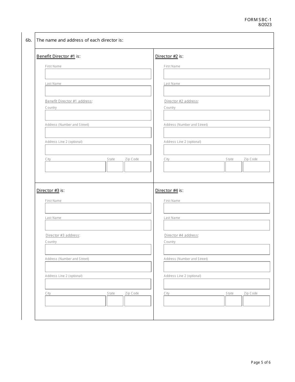 Form SBC-1 Articles of Incorporation for a Hawaii Sustainable Business Corporation - Hawaii, Page 5