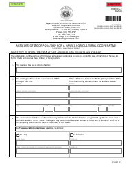 Form AG-1 Articles of Incorporation for a Hawaii Agricultural Cooperative - Hawaii