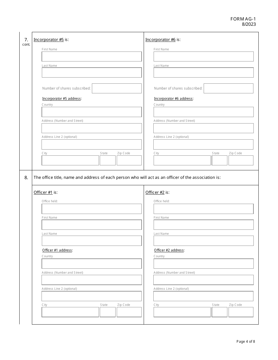 Form AG-1 Articles of Incorporation for a Hawaii Agricultural Cooperative - Hawaii, Page 4