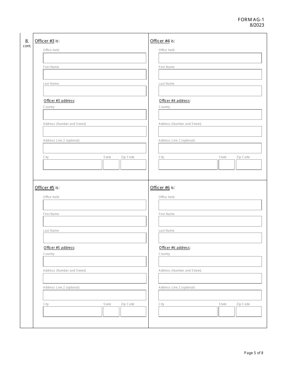 Form AG-1 Articles of Incorporation for a Hawaii Agricultural Cooperative - Hawaii, Page 5