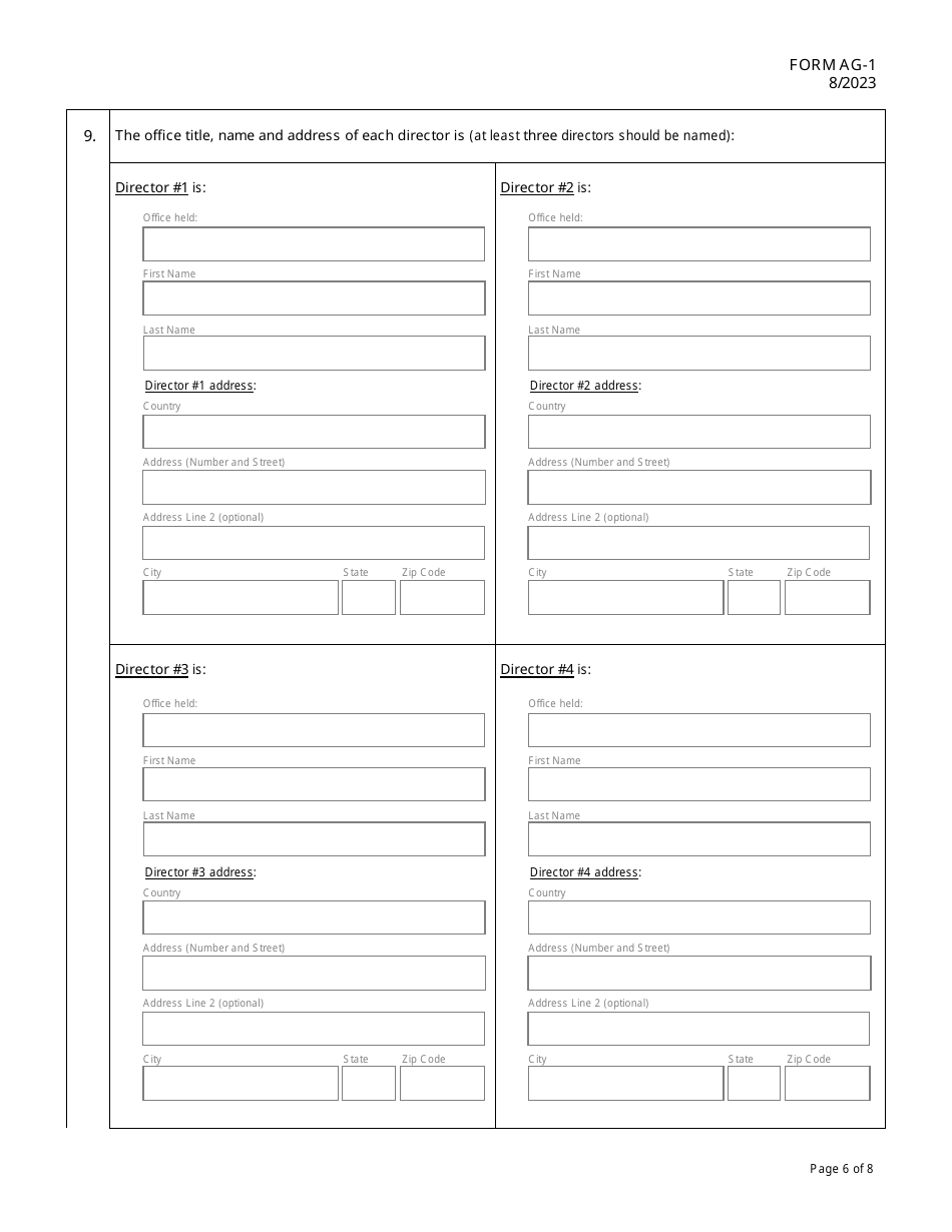 Form AG-1 Articles of Incorporation for a Hawaii Agricultural Cooperative - Hawaii, Page 6