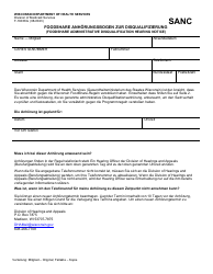 Form F-16038G Foodshare Administrative Disqualification Hearing Notice - Wisconsin (German)
