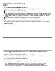 Form F-16038G Foodshare Administrative Disqualification Hearing Notice - Wisconsin (German), Page 2