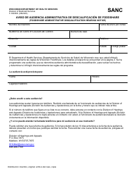 Document preview: Formulario F-16038S Aviso De Audiencia Administrativa De Descalificacion De Foodshare - Wisconsin (Spanish)