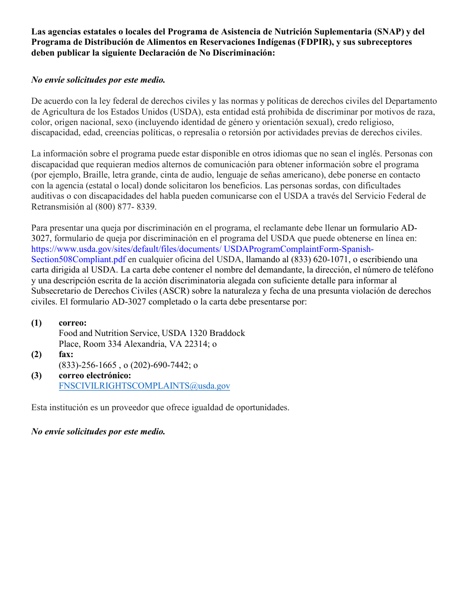Formulario F-16038S Aviso De Audiencia Administrativa De Descalificacion De Foodshare - Wisconsin (Spanish), Page 4