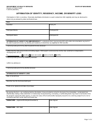 Document preview: Form F-40019 Affirmation of Identity, Residency, Income, or Benefit Loss - Wisconsin