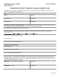 Form F-40019 Affirmation of Identity, Residency, Income, or Benefit Loss - Wisconsin