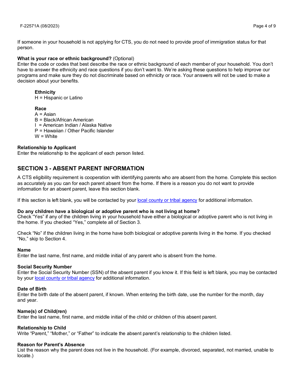 Instructions for Form F-22571 Caretaker Supplement Application - Wisconsin, Page 4
