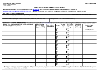 Form F-22571 Caretaker Supplement Application - Wisconsin