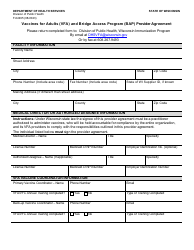 Document preview: Form F-02495 Vaccines for Adults (Vfa) and Bridge Access Program (Bap) Provider Agreement - Wisconsin
