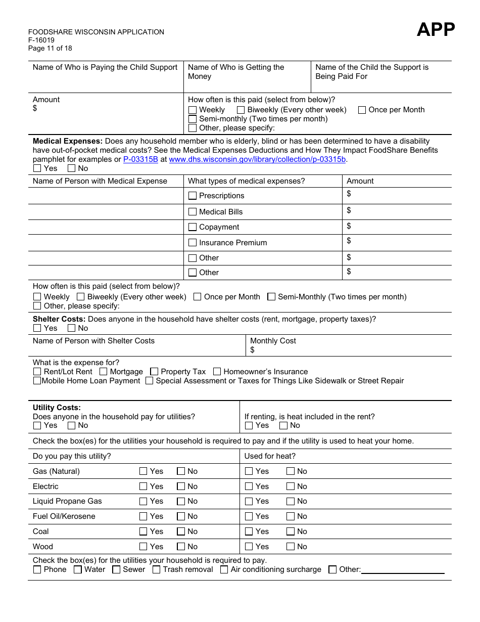 Form F-16019 Wisconsin Foodshare Application - Wisconsin, Page 11
