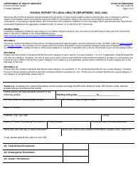 Form F-04002 School Report to Local Health Department - Wisconsin