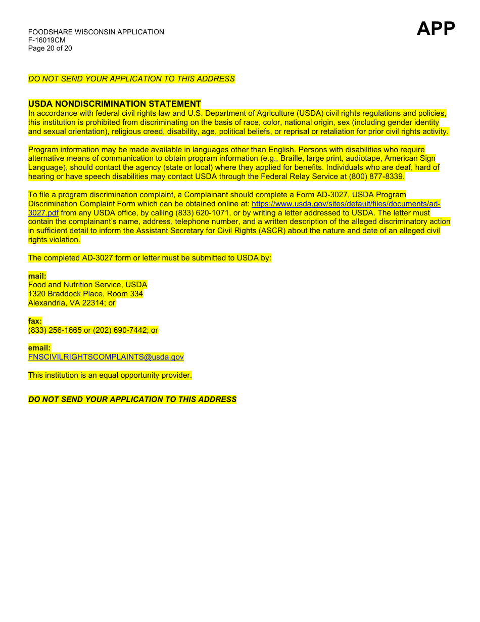 Form F-16019CM Wisconsin Foodshare Application - Wisconsin (Chinese), Page 20