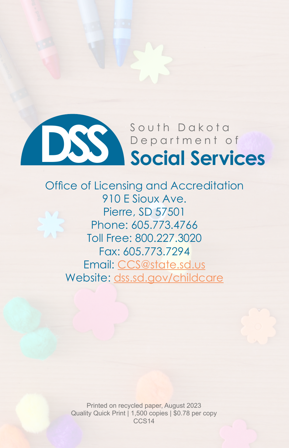 Form CCS-14 Choosing Child Care Handbook - South Dakota, Page 24