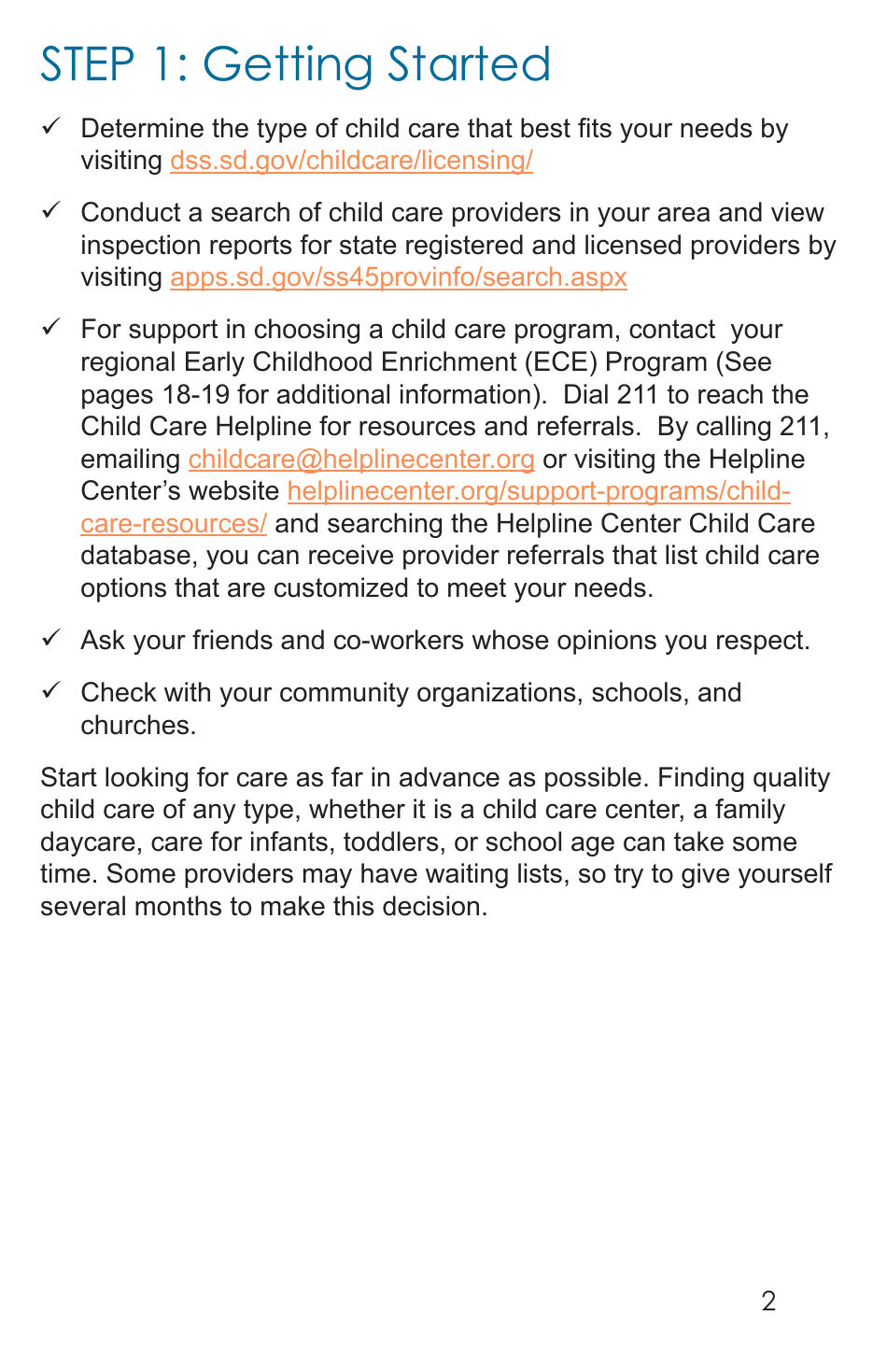 Form CCS-14 Choosing Child Care Handbook - South Dakota, Page 5