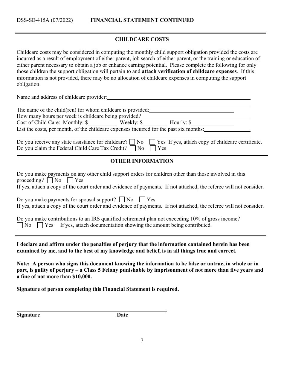 Form DSS-SE-415 Petition for Modification Form - South Dakota, Page 10
