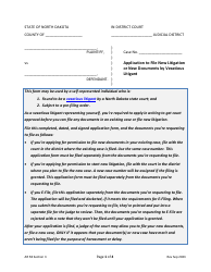 Document preview: Application to File New Litigation or New Documents by Vexatious Litigant - North Dakota