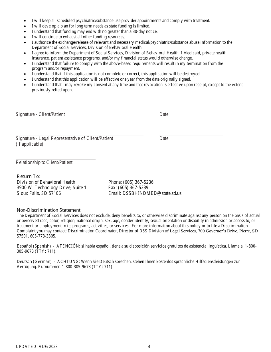 New Application - Indigent Medication Program - South Dakota, Page 4