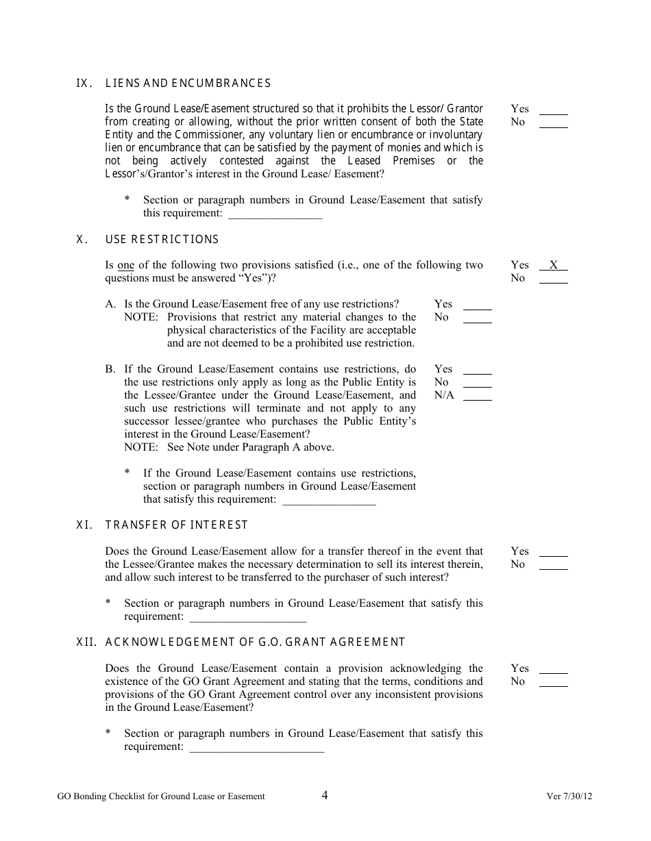 G. O. Compliance Checklist for Ground Lease or Easement - Minnesota, Page 4