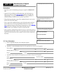 Document preview: Form APP-107 Abandonment of Appeal (Limited Civil Case) - California