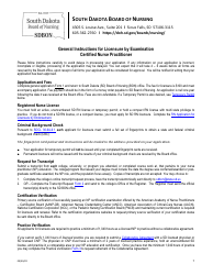 Certified Nurse Practitioner Licensure by Examination Application - South Dakota