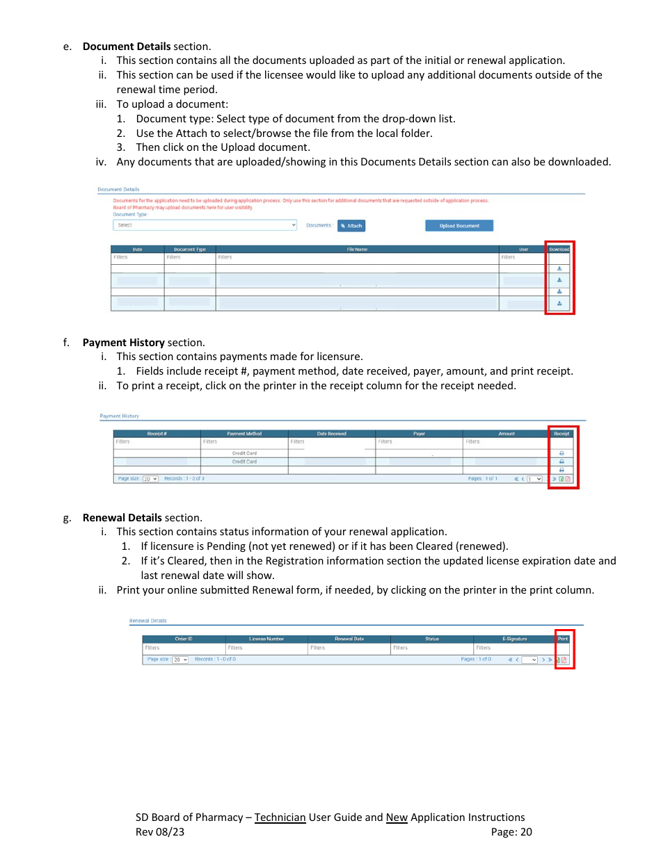 SD Board of Pharmacy - Technician User Guide and New Application Instructions - South Dakota, Page 21