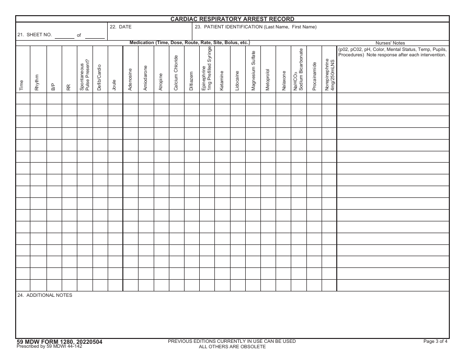 59 MDW Form 1280 Cardiac Respiratory Arrest Record, Page 3