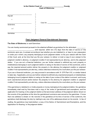 Document preview: Post-judgment General Garnishment Summons - Oklahoma