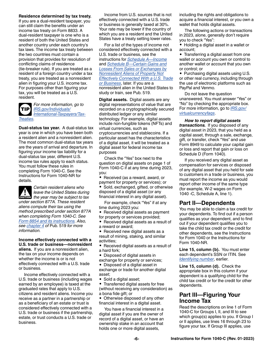 Instructions for IRS Form 1040-C U.S. Departing Alien Income Tax Return, Page 6