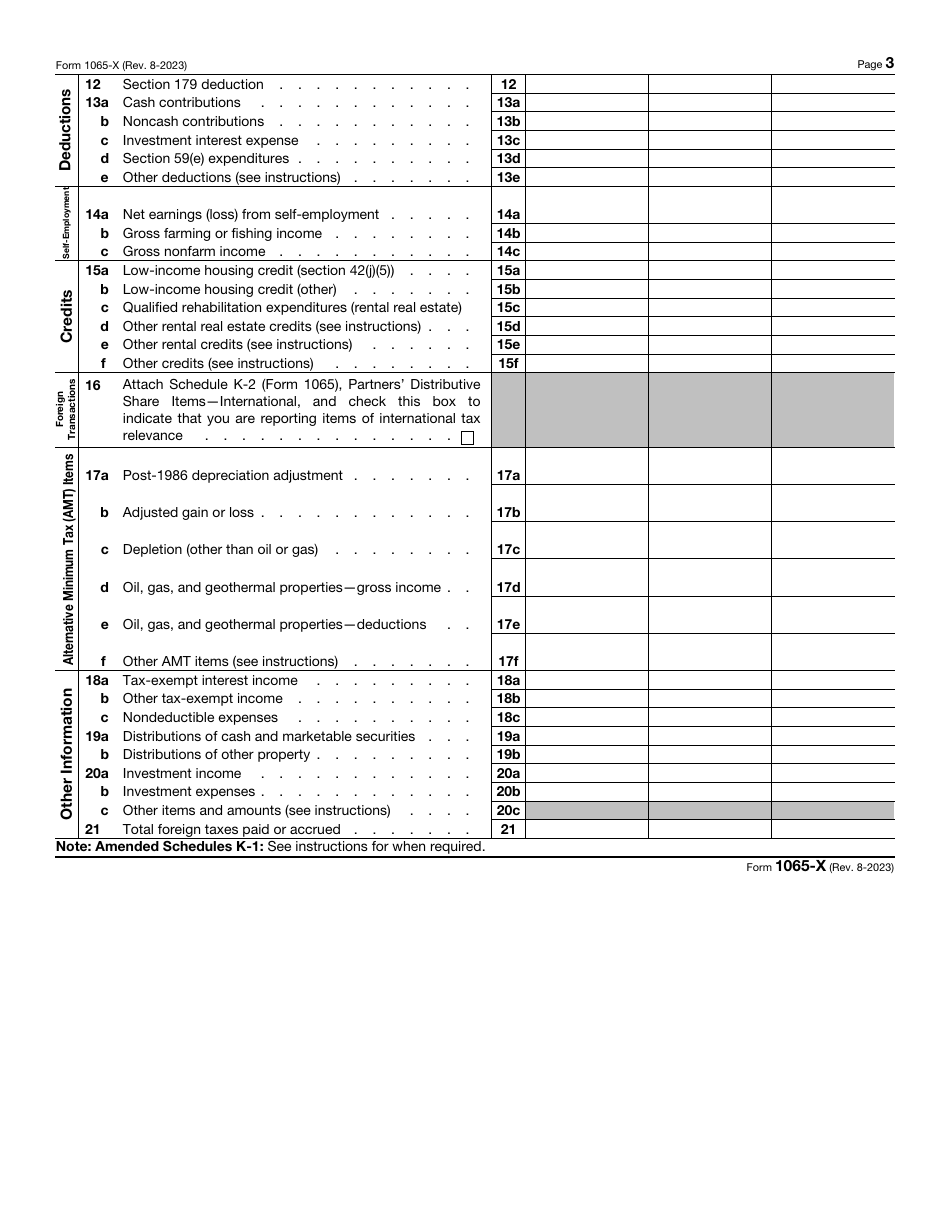 IRS Form 1065-X Amended Return or Administrative Adjustment Request (AAR), Page 3