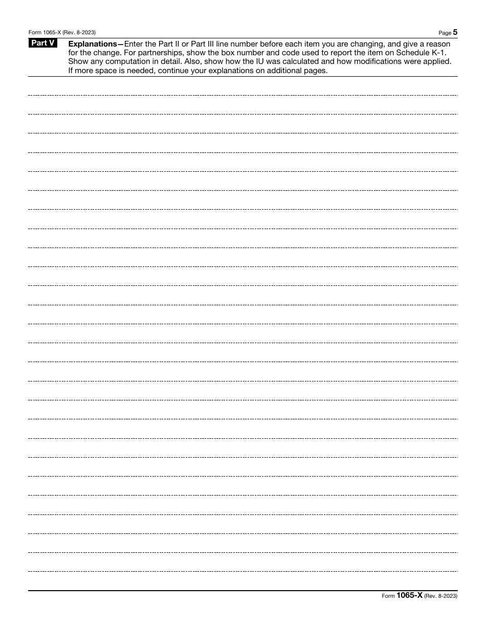 IRS Form 1065-X Amended Return or Administrative Adjustment Request (AAR), Page 5