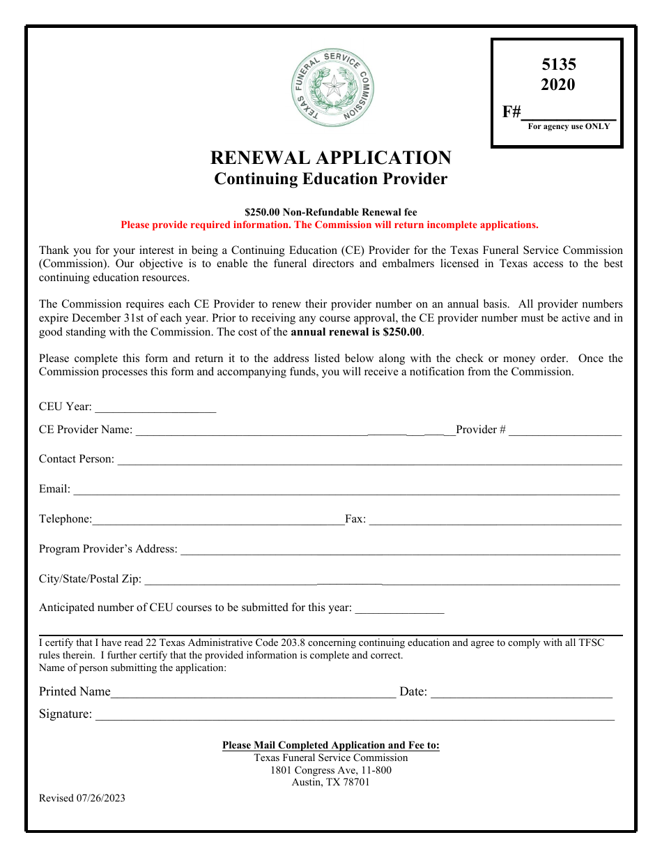 Texas Continuing Education Provider Renewal Application Fill Out