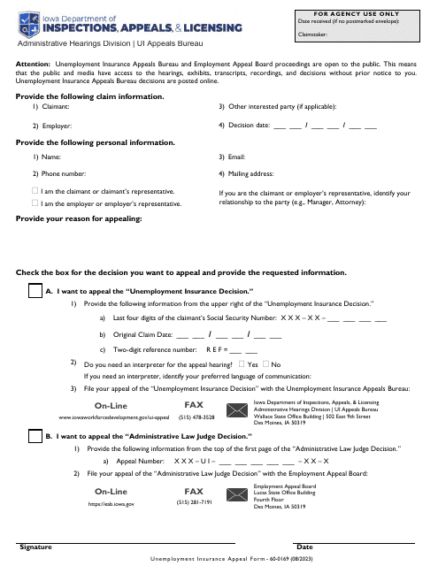 Form 60-0169  Printable Pdf
