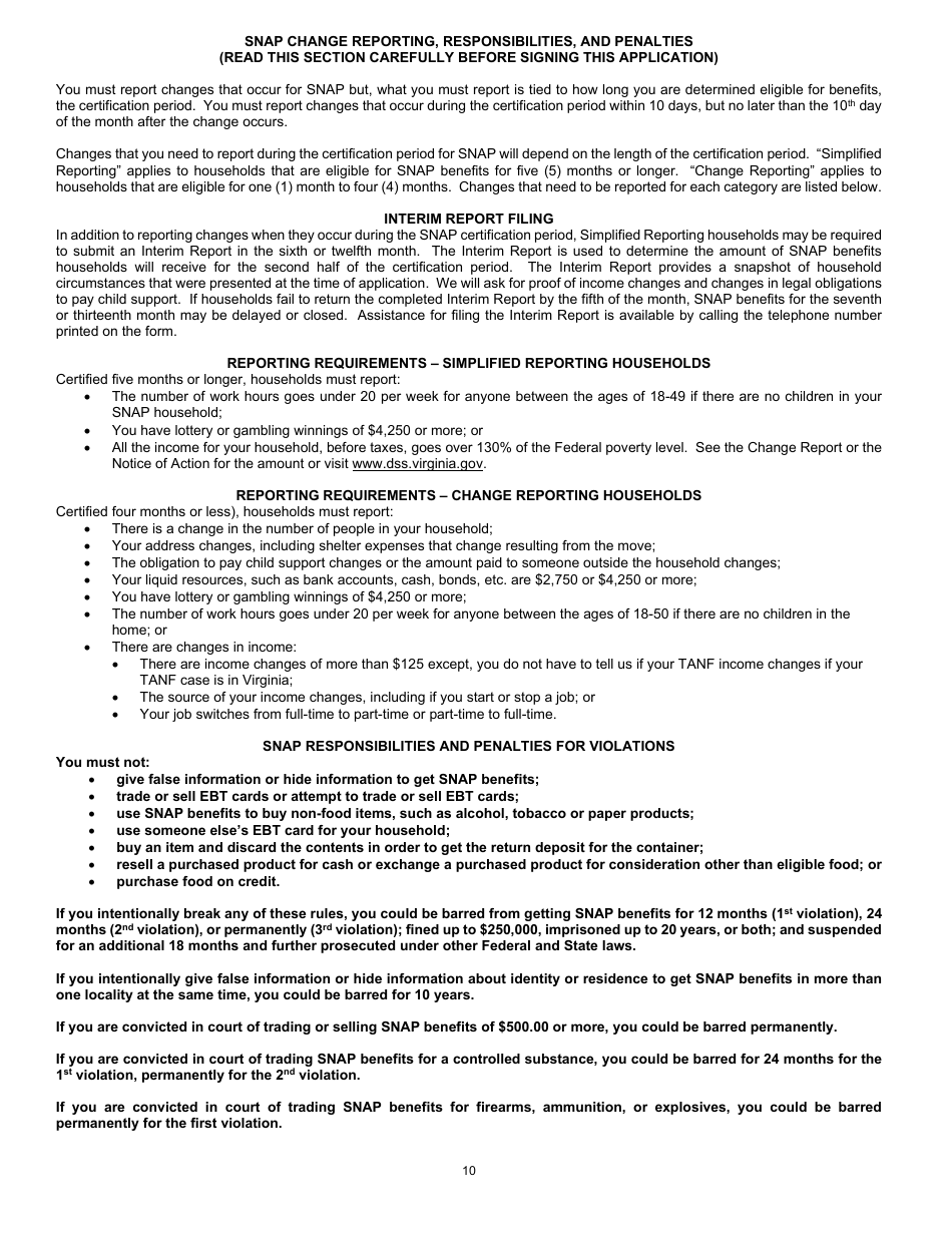 Form 032-03-1100-39-ENG Application for Benefits - Snap - Virginia, Page 14