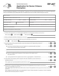 Form RP-467 Application for Senior Citizens Exemption - New York