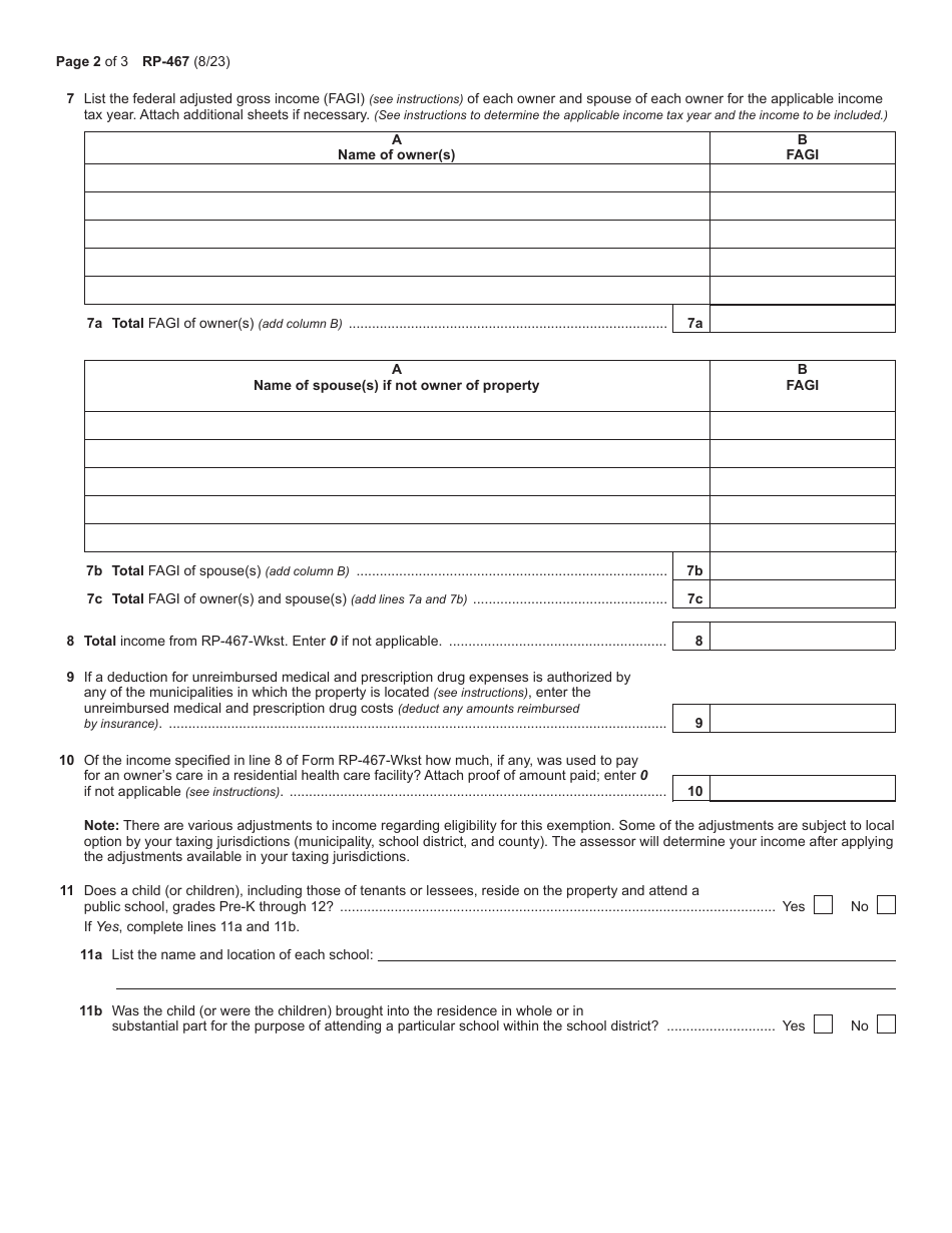 Form RP-467 - Fill Out, Sign Online and Download Fillable PDF, New York ...