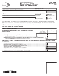 Form MT-203 Distributor of Tobacco Products Tax Return - New York