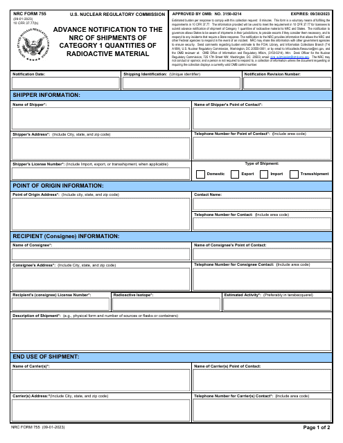 NRC Form 755  Printable Pdf