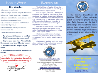 Document preview: Chad Weaver Aviation Scholarship Program Application - Virginia, 2024