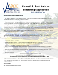 Document preview: Kenneth R. Scott Aviation Scholarship Program Application - Virginia, 2024