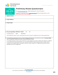 Document preview: Form DS-375 Preliminary Review Questionnaire - City of San Diego, California