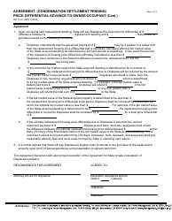 Form RW10-27 Agreement: (Condemnation Settlement Pending) Price Differential Advance to Owner-Occupant - California, Page 2