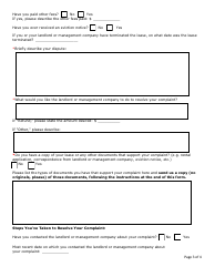 Landlord/Tenant Complaint Form - Maryland, Page 3