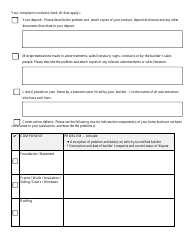 New Home Complaint and Guaranty Fund Claim Submission Form - Maryland, Page 3