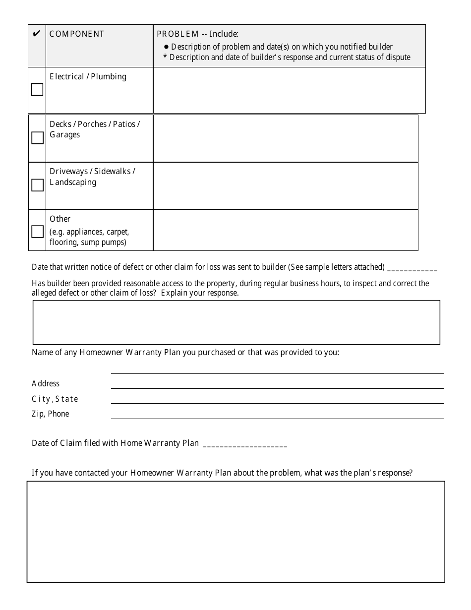 New Home Complaint and Guaranty Fund Claim Submission Form - Maryland, Page 4