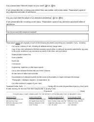 New Home Complaint and Guaranty Fund Claim Submission Form - Maryland, Page 5