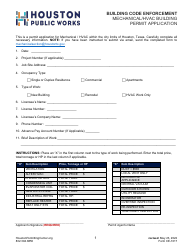 Form CE-1017 Mechanical/HVAC Building Permit Application - City of Houston, Texas