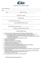 Document preview: Application for Self Inspection Program - Delaware